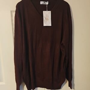 Elegant V-Neck Sweater/ color Purple Coffee 100% Cashmere